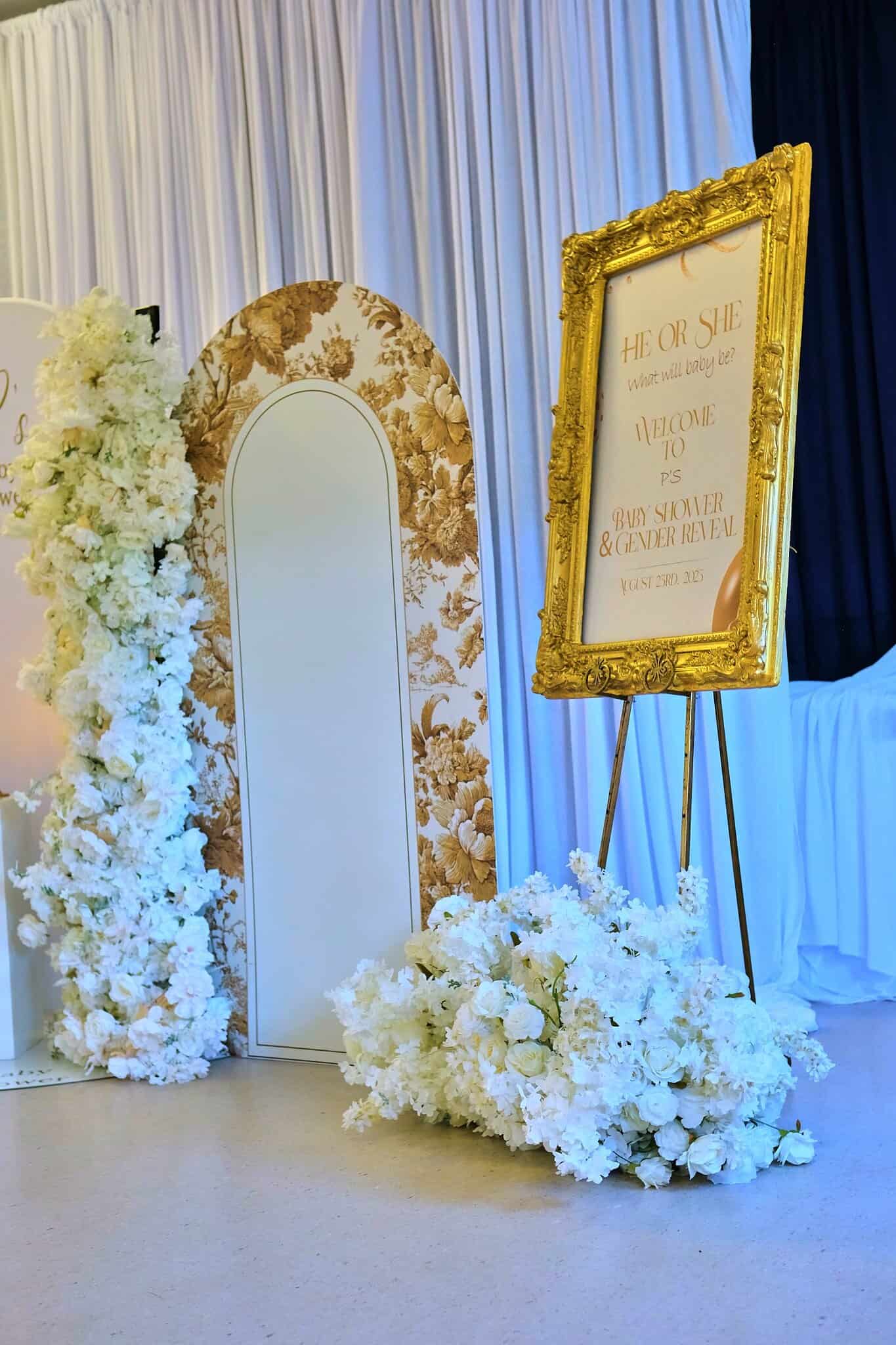 Romantic baby shower table decor styled by full-service Halifax planners