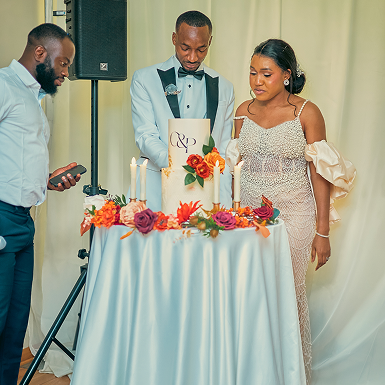 Event reception with elegant table arrangements